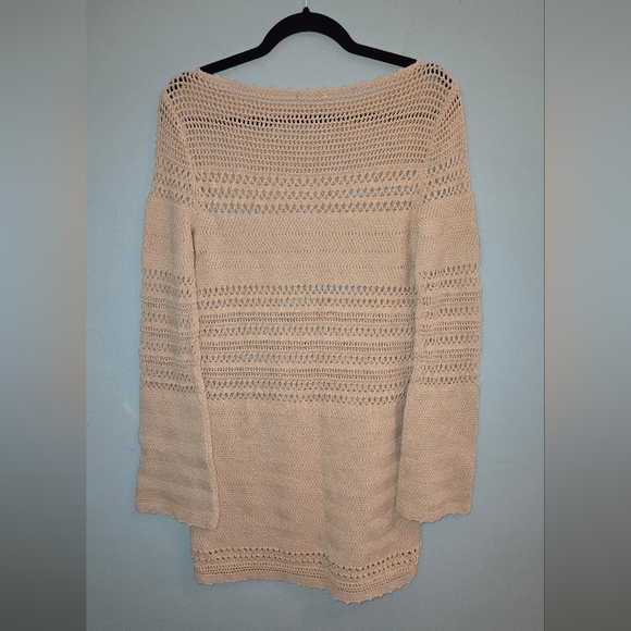 Reformation Inda Open Knit Mini Dress Cream Long Sleeve Knit Dress - Picture 8 of 8